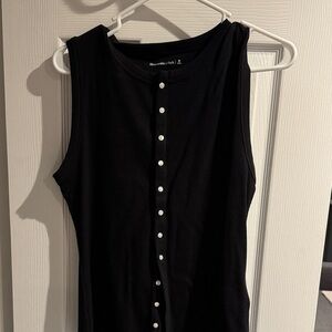 Abercrombie & Fitch Black Button-Front Tank Top